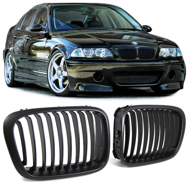 Nieren Grill / Kühlergrill BMW 3er E46 Limousine & Touring 1998-09/2001 Schwarz – Autoersatzteil kaufen