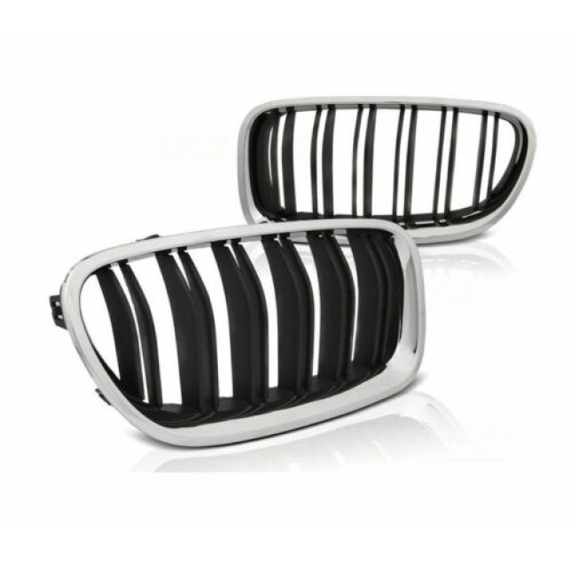 Nieren Grill Kühlergrill Bmw 5er F10 F11 Schwarz Glanz Chrom